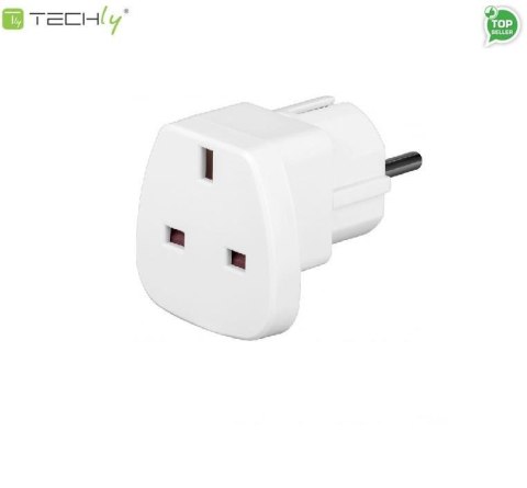 Techly Adapter wtyku zasilania Techly A-FLAZASUKWH UK/EU, biały