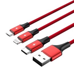 Unitek Kabel USB 2.0 Unitek C4049RD, 3w1 USB - USB typ C/microUSB/Lightning, 1,2m