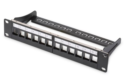 Digitus Patch panel pusty DIGITUS 10" 12 port 1U do modułów keystone (RAL 9005)