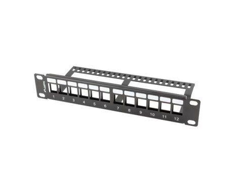 LANBERG Patch panel pusty Lanberg 12 port 1U 10" z organizerem do modułów keystone czarny