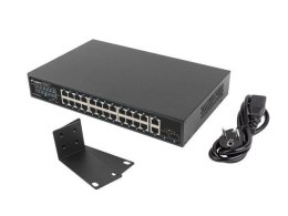 LANBERG Switch niezarządzalny Lanberg 24x 1Gb PoE+/2x Gb 2x SFP Rack 19