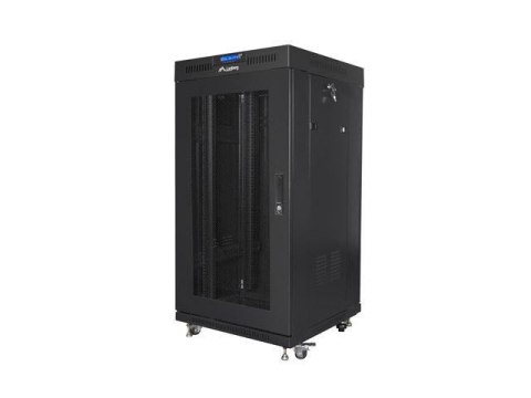 LANBERG Szafa instalacyjna Rack stojąca 19" 22U 600x600 czarna drzwi perforowane LCD Lanberg (flat pack)