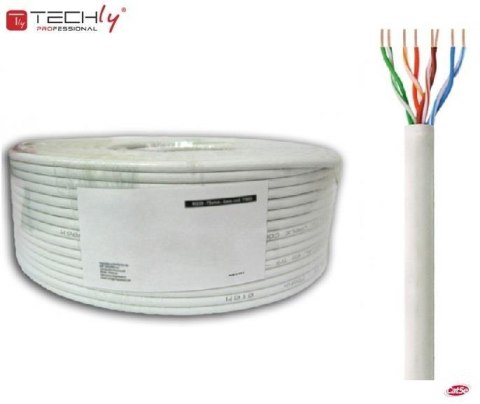 Techly Kabel instalacyjny TechlyPro skrętka Cat5e U/UTP linka, 100m szary