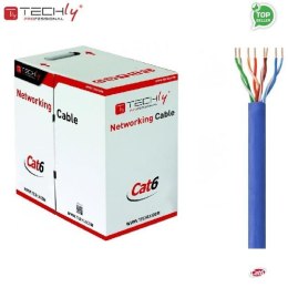 Techly Kabel instalacyjny TechlyPro skrętka Cat6 UTP 4x2 drut CCA 305m, niebieski