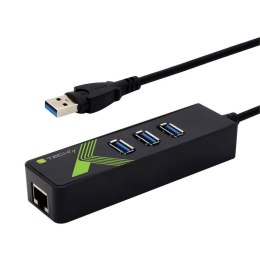 Techly Karta sieciowa / Adapter Techly USB 3.0 na Gigabit RJ45 Hub 3x USB