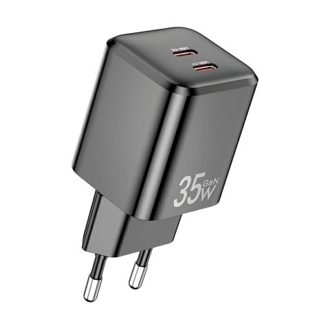 AWEI Ładowarka sieciowa Awei PD65-EU 35W GaN 2xUSB-C / bez kabla - czarna