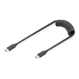 Digitus Kabel USB 2.0 DIGITUS spiralny USB C/USB C, PD 60W, czarny, max. 1m