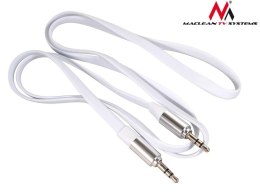 Maclean Kabel audio Maclean MCTV-694 W miniJack 3,5mm (M) - miniJack 3,5mm (M), płaski 1m, metalowy wtyk, biały