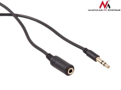 Maclean Kabel audio Maclean MCTV-819 miniJack 3,5mm (M) - miniJack 3,5mm (F), 2m, metalowy wtyk, czarny