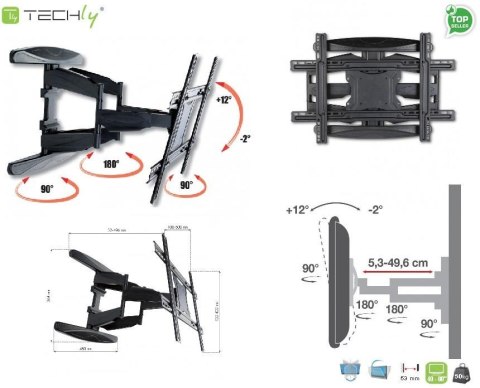 Techly Uchwyt ścienny Techly 40"-80", 50kg obrotowy