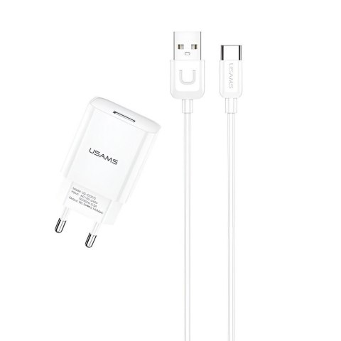 USAMS Ładowarka sieciowa Usams T21 2,1A 1xUSB + kabel USB-C - biała