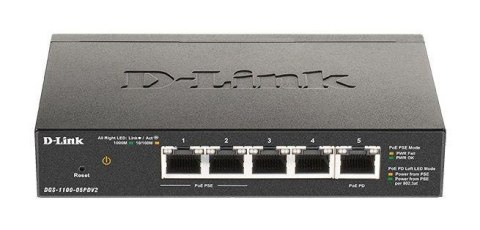 D-LINK Switch zarządzalny D-Link DGS-1100-05PDV2 2x1000 3x1000PoE Mbps Gigabit