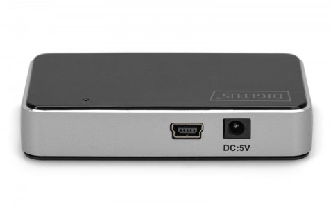 Digitus HUB/Koncentrator 4-portowy USB 2.0 HighSpeed, aktywny, czarno-srebrny