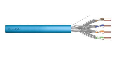 Digitus Kabel teleinformatyczny instalacyjny DIGITUS kat.6A, U/FTP, Dca, drut, AWG 23/1, LSOH, 100m, niebieski, ofoliowany