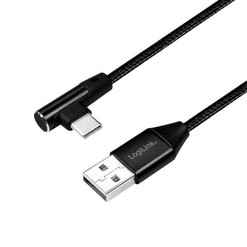 LogiLink Kabel USB 2.0 LogiLink CU0137 USB A - USB-C, M/M, kątowy, czarny, 0,3m