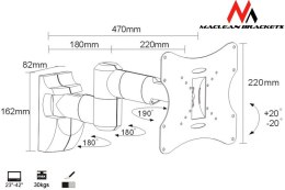 Maclean Uchwyt do monitora 23-42'' 30 kg uniwersalny MC-503A S max vesa 200 srebrny