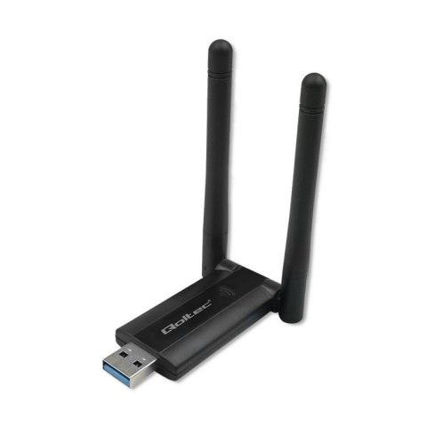 Qoltec Karta sieciowa Qoltec Bezprzewodowy Adapter USB DUAL WiFi 2 x 2dBi | Standard AC | USB 3.0 | 1200Mbps