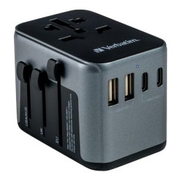 VERBATIM Adapter podróżny Verbatim UTA-03 globalny 1xUSB-C PD 30W QC 18W, 1xUSB-C 15W, 2xUSB-A 12W