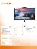 AOC Monitor 24V5CW 23.8 cali IPS HDMI DP USB-C Pivot Kamera