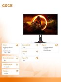 AOC Monitor 27 cali Q27G2S IPS 165 Hz HDMIx2 DP Pivot