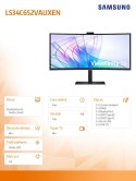 Samsung Monitor 34 cale ViewFinity S65VC VA 3440x1440 UWQHD 21:9 1xHDMI 1xDP 1xUSB-C (90W) 2xUSB 3.0 LAN (RJ45) 5ms HAS Webcam głośniki 