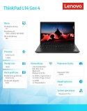 Lenovo Laptop ThinkPad L14 G4 21H1003WPB W11Pro i5-1335U/16GB/512GB/INT/LTE/14.0 FHD/Thunder Black/1YRS Premier Support + 3YRS OS