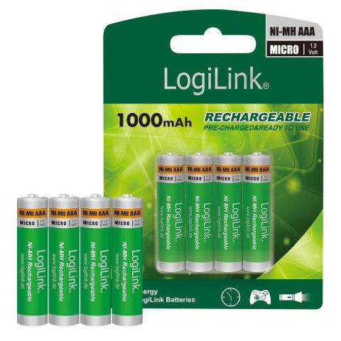 LogiLink Akumulatorki AAA Ni-MH LogiLink LR03RB4, Micro, 1.2V, 4szt