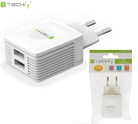 Techly Ładowarka sieciowa Techly 230V / 2x USB 5V / 2x 2.1A biała