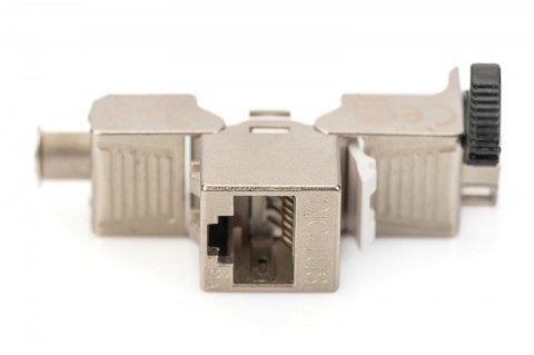 Digitus Moduł (gniazdo) Keystone RJ45 (8P8C) kat.6A, STP, ekranowany, stalowy, opaska czarna, beznarzędziowy
