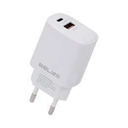 Beline Ładowarka sieciowa Beline 30W 1xUSB-C + 1xUSB GaN PD 3.0 QC 3.0 bez kabla - biała