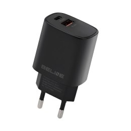 Beline Ładowarka sieciowa Beline 30W 1xUSB-C + 1xUSB GaN PD 3.0 QC 3.0 bez kabla - czarna