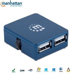 Manhattan Hub USB Manhattan 4 porty 2.0 Micro, niebieski