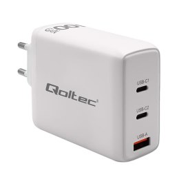 Qoltec Ładowarka sieciowa Qoltec 100W GaN | 5-20V | 1.5-5A | 2xUSB-C PD | 1xUSB QC 3.0 | Biała