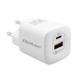 Qoltec Ładowarka sieciowa Qoltec 35W GaN ULTRA | 5-20V | 2.25-3A | 1 x USB typ C PD | 1 x USB | Biała