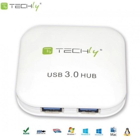 Techly Hub USB Techly IUSB3-HUB4-WH 4 porty 3.0 Super Speed, biały