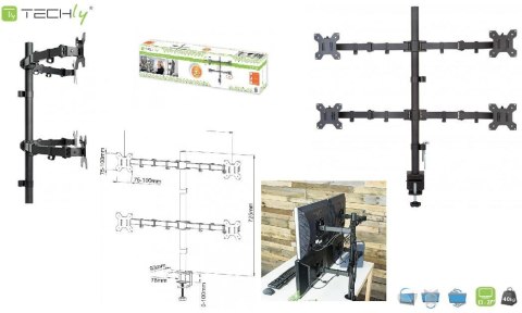 Techly Uchwyt biurkowy Techly 13"-27", 4x10kg regulowany