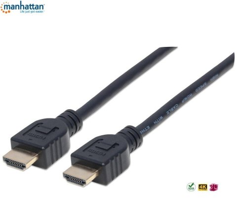 Manhattan Kabel Manhattan HDMI/HDMI V2.0 M/M Ethernet 3D4K CL3, czarny, 5m