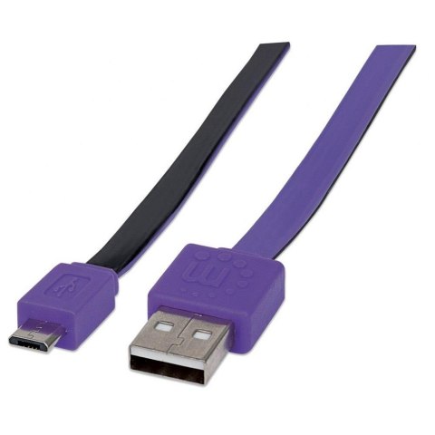 Manhattan Kabel Manhattan USB-A 2.0 / MicroUSB-B 2.0 M/M 1m fioletowo-czarny