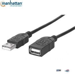 Manhattan Kabel przedłużający USB Manhattan U2-AA-30-EX USB 2.0 A-A M/F, 3m, czarny ICOC