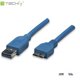 Techly Kabel USB Techly USB 3.0 A-MicroB M/M 2m, niebieski