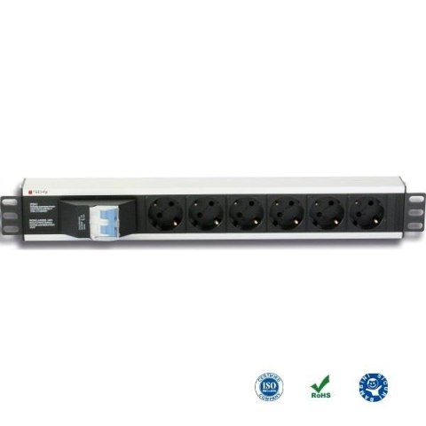 Techly Listwa zasilająca Rack19" TechlyPro I-CASE STRIP-16SH 6 gniazd Schuko 3m czarna