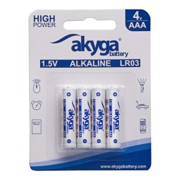 AKYGA Bateria alkaliczna Akyga AAA LR03 Zn-MnO2, 1.5V/1300mAh 4szt/blister