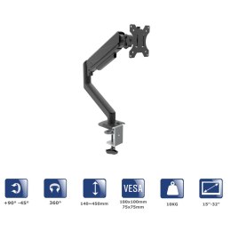 AKYGA Uchwyt biurkowy do monitora Akyga AK-MB-05 regulowane ramię gazowe 10kg VESA 75x75mm / 100x100mm 15-32