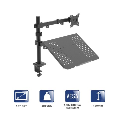 AKYGA Uchwyt biurkowy do monitora i laptopa Akyga AK-MB-04 regulowane ramię 10kg VESA 75x75mm / 100x100mm 15-32"