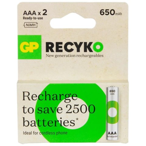 GP Recyko Akumulatorki AAA/R03 GP ReCyko Ni-MH 650mAh - 2 sztuki