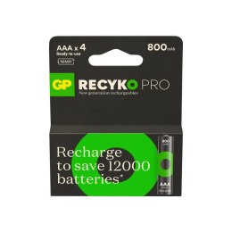 GP Recyko Akumulatorki AAA/R03 GP ReCyko Ni-MH 800mAh - 4 sztuki