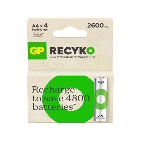 GP Recyko Akumulatorki AA/R6 GP ReCyko Ni-MH 2600mAh - 4 sztuki