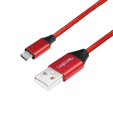 LogiLink Kabel USB 2.0 LogiLink CU0151 USB A - micro USB B, M/M, czerwony 0,3m