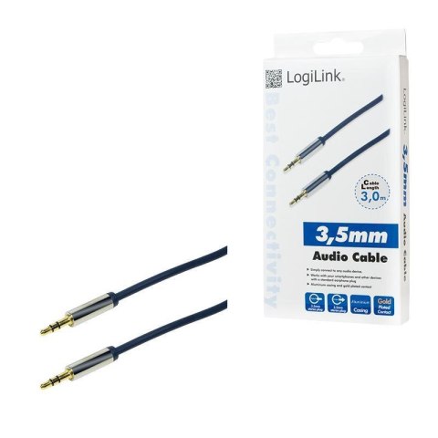 LogiLink Kabel audio stereo LogiLink CA10300 3,5 mm, M/M, 3m, niebieski