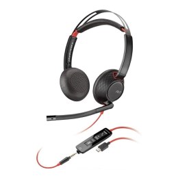 Poly Słuchawki z mikrofonem Poly Blackwire 5220 Stereo USB-C Headset + 3,5mm jack + adapter USB-C/A